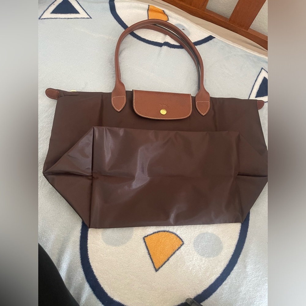 Longchamp Le Pliage folding tote bag medium size Ebony brown color - Picture 3 of 13